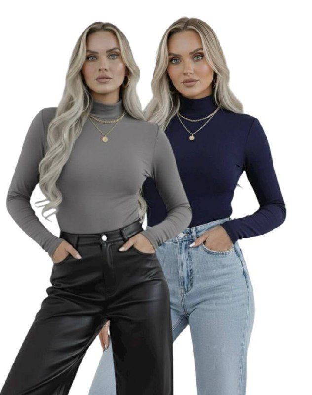 Yarım Balıkçı Yaka Uzun Kollu Body - 2'li Set
