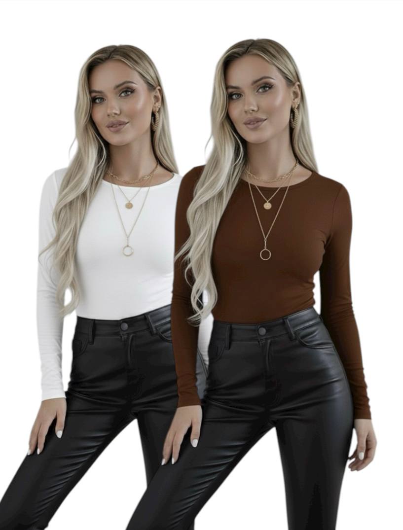 Bisiklet Yaka Uzun Kollu Body - 2'li Set