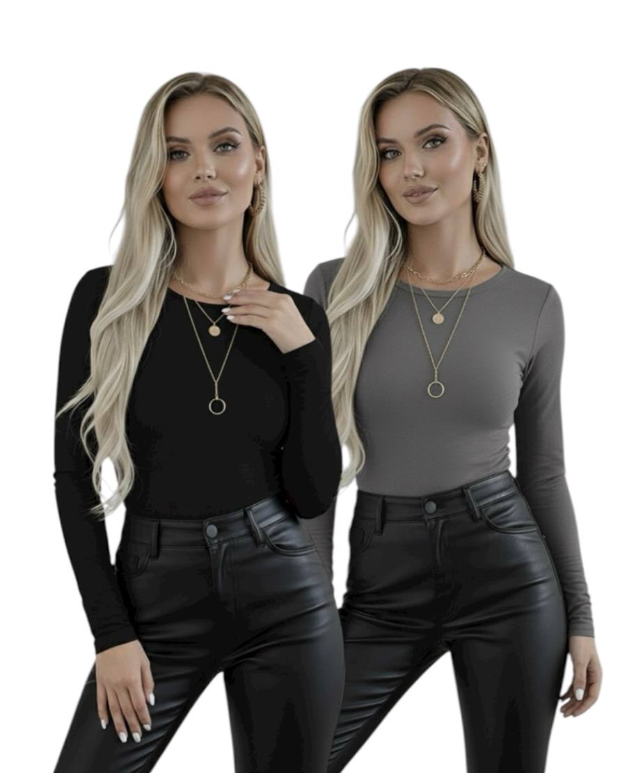 Bisiklet Yaka Uzun Kollu Body - 2'li Set