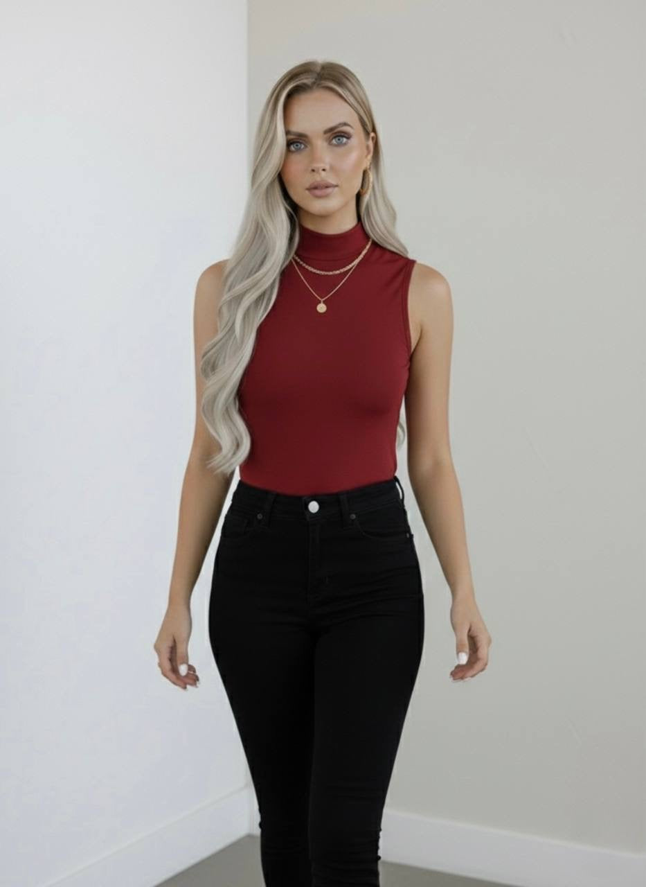Yarım Balıkçı Yaka Kolsuz Body