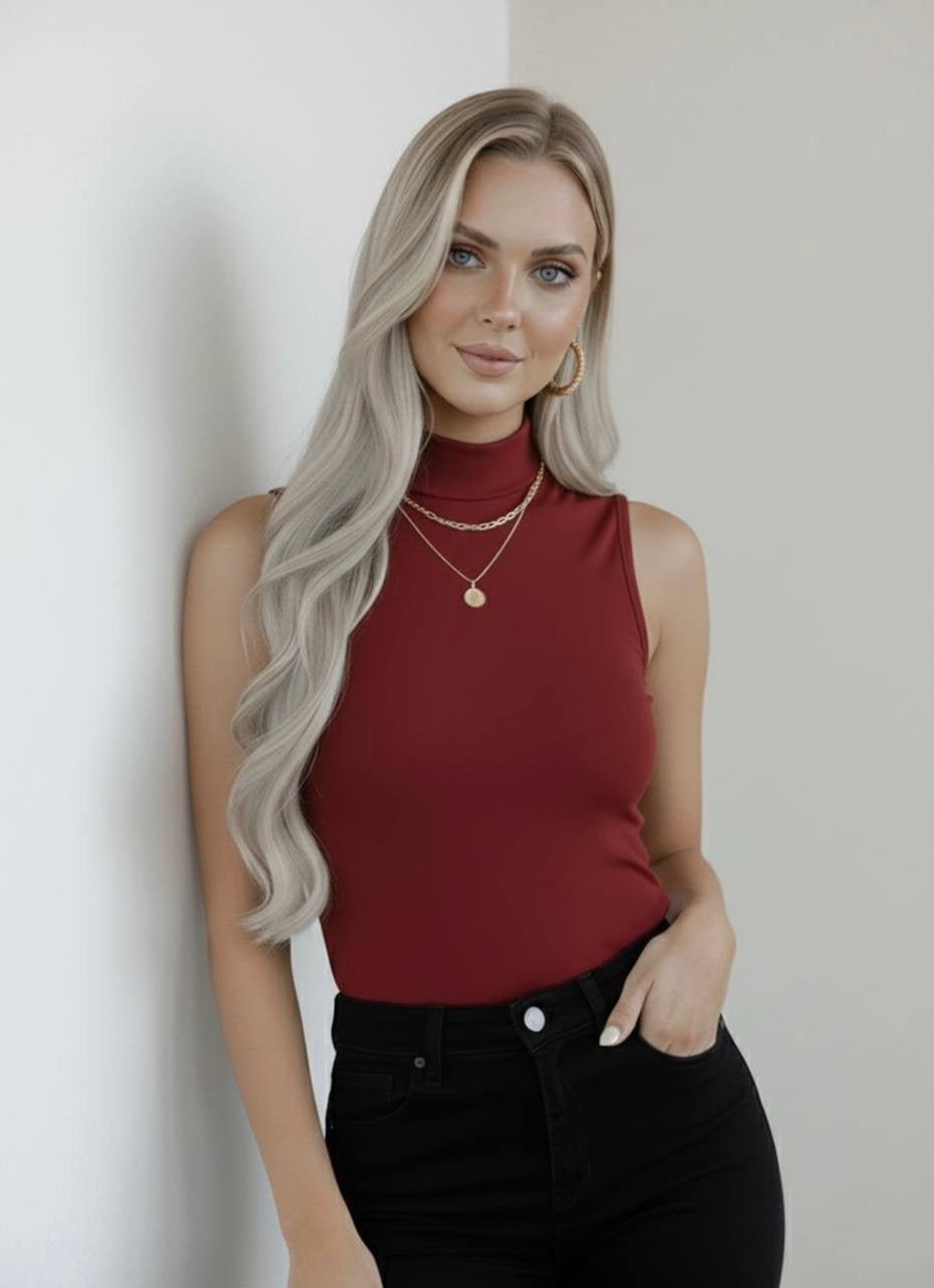 Yarım Balıkçı Yaka Kolsuz Body