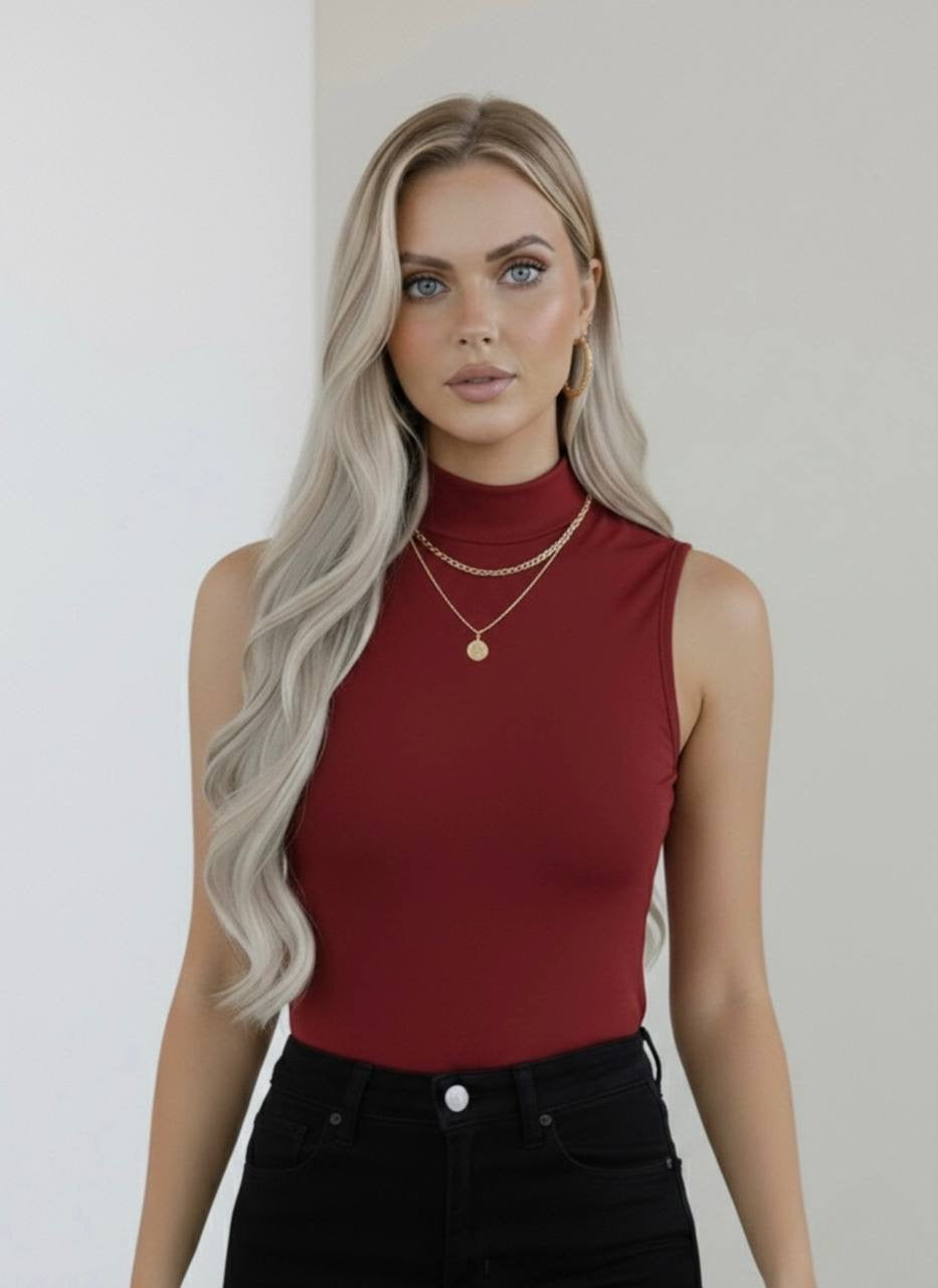 Yarım Balıkçı Yaka Kolsuz Body