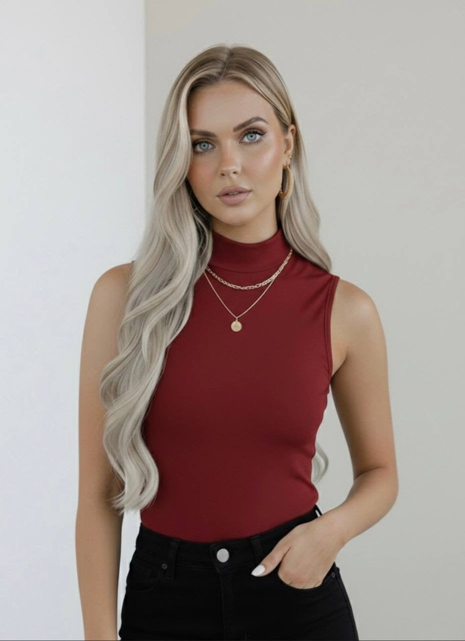 Yarım Balıkçı Yaka Kolsuz Body