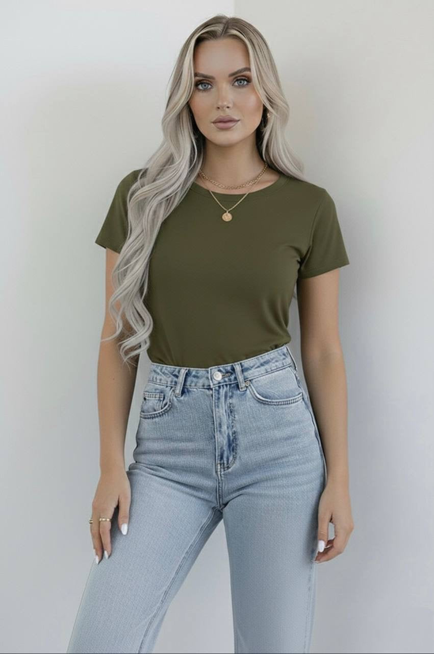Bisiklet Yaka Kısa Kollu Body