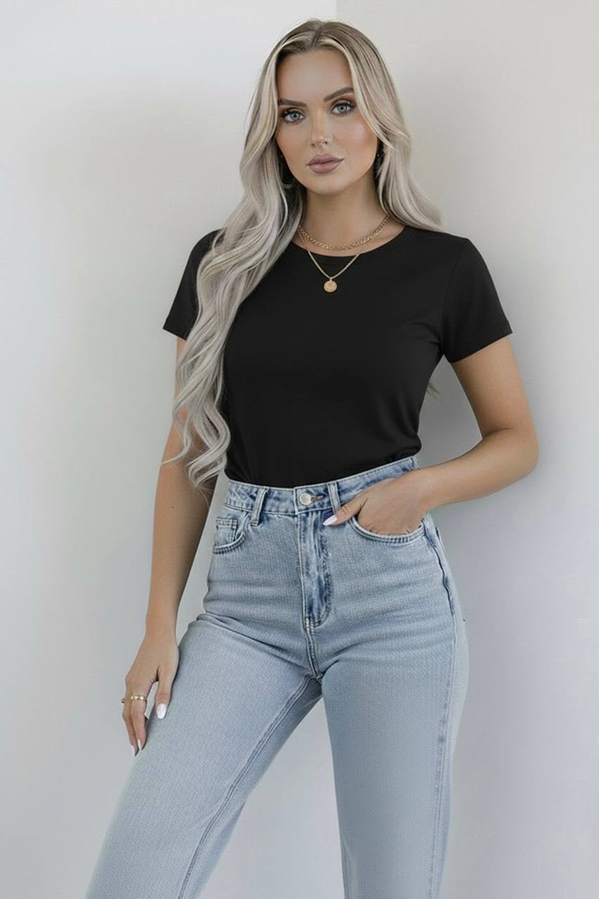 Bisiklet Yaka Kısa Kollu Body