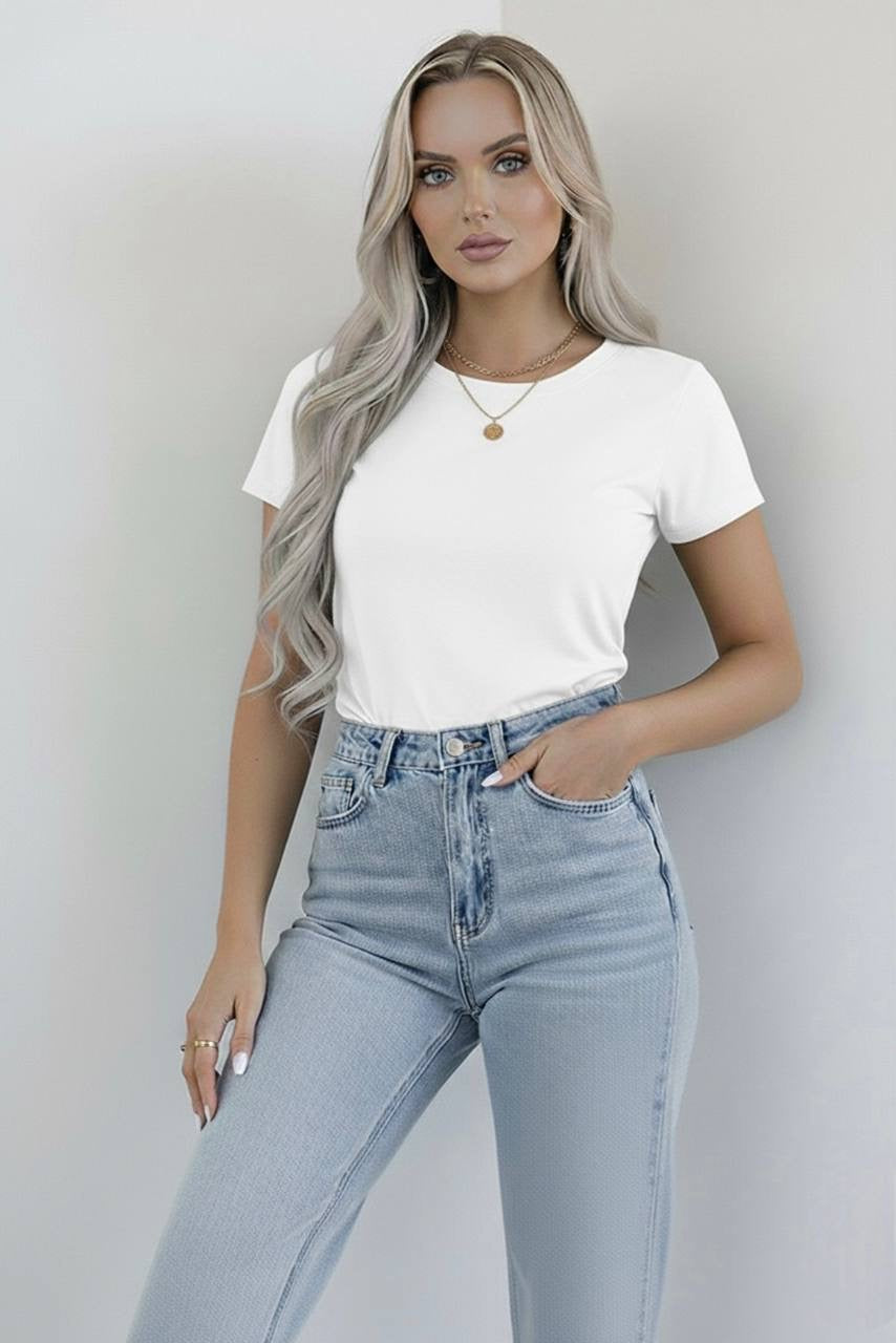 Bisiklet Yaka Kısa Kollu Body