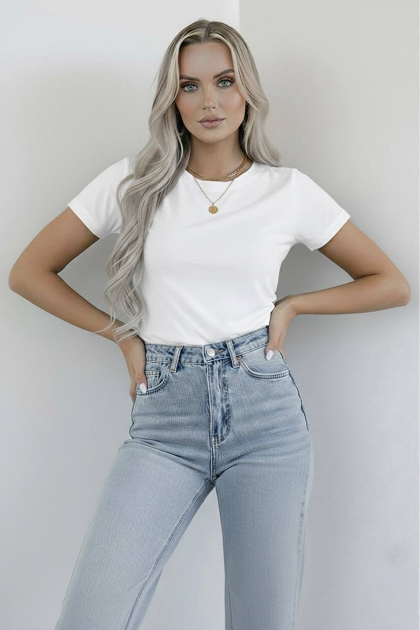 Bisiklet Yaka Kısa Kollu Body