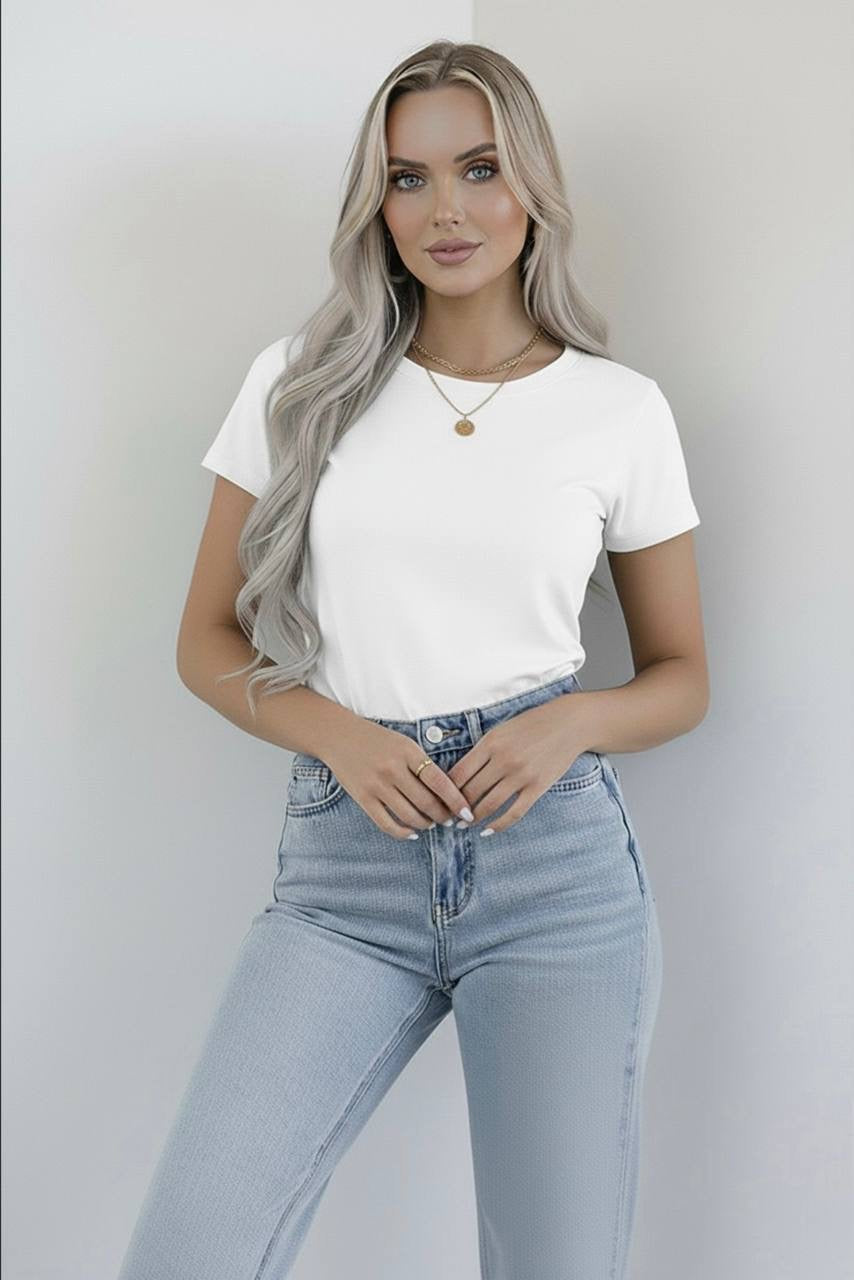 Bisiklet Yaka Kısa Kollu Body