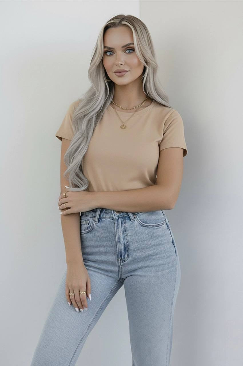Bisiklet Yaka Kısa Kollu Body
