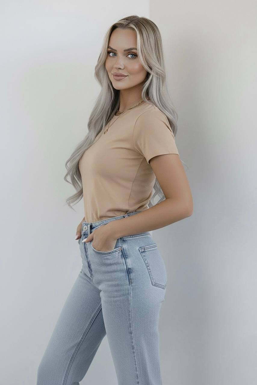 Bisiklet Yaka Kısa Kollu Body
