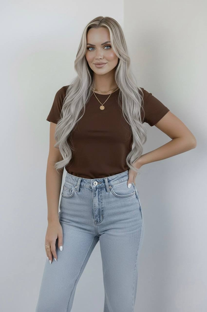 Bisiklet Yaka Kısa Kollu Body