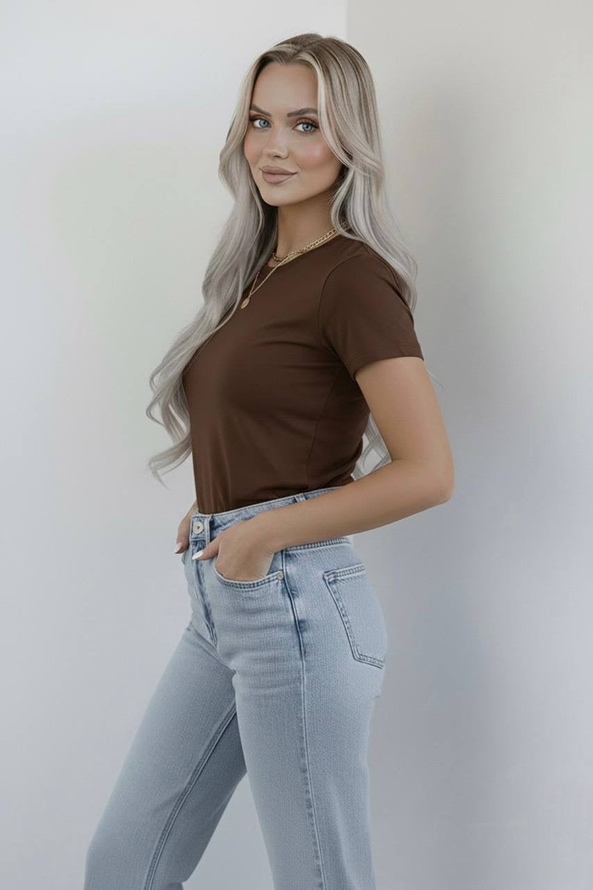 Bisiklet Yaka Kısa Kollu Body