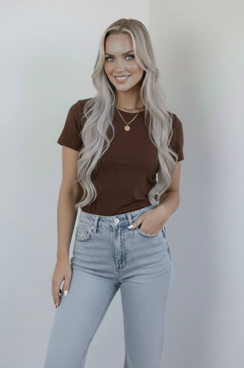 Bisiklet Yaka Kısa Kollu Body
