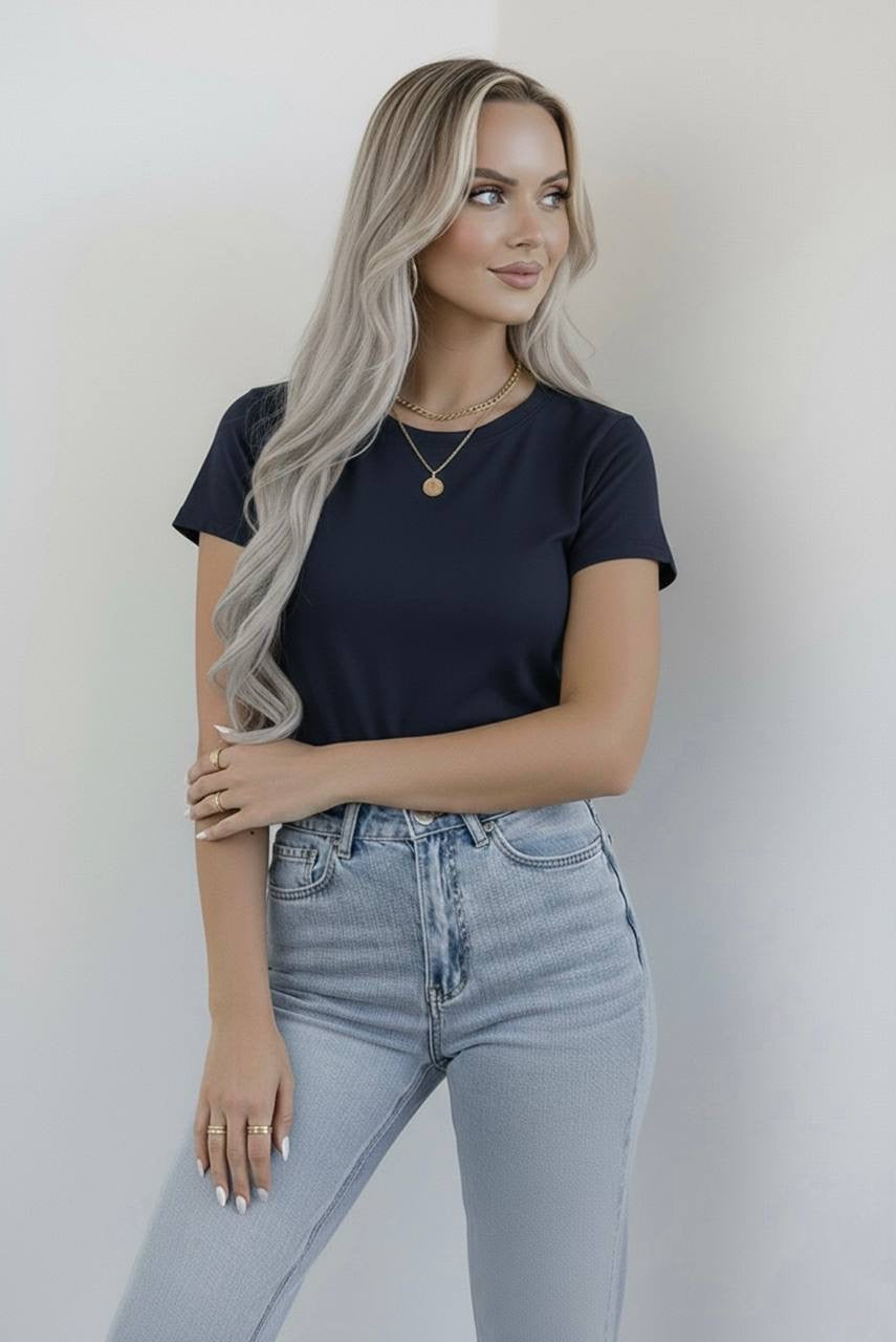 Bisiklet Yaka Kısa Kollu Body