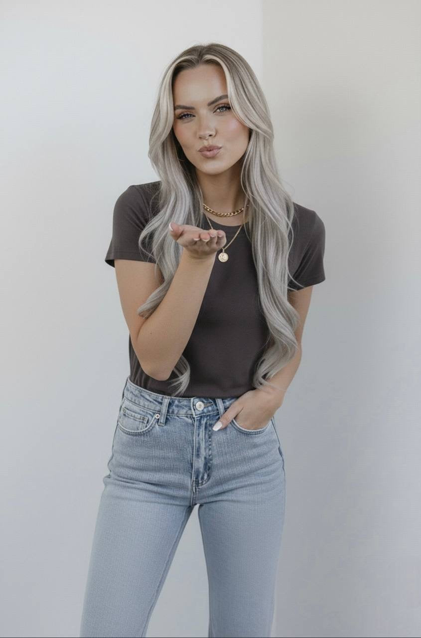 Bisiklet Yaka Kısa Kollu Body