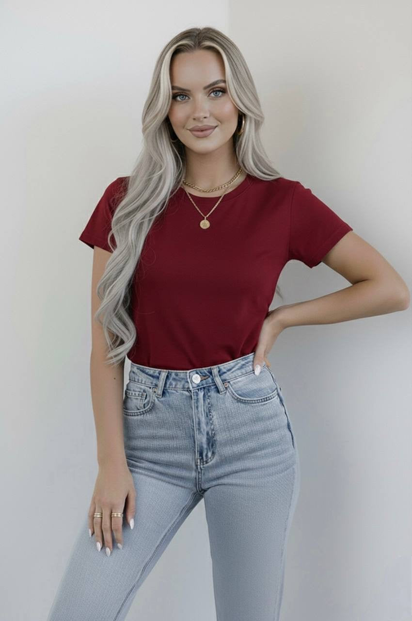 Bisiklet Yaka Kısa Kollu Body