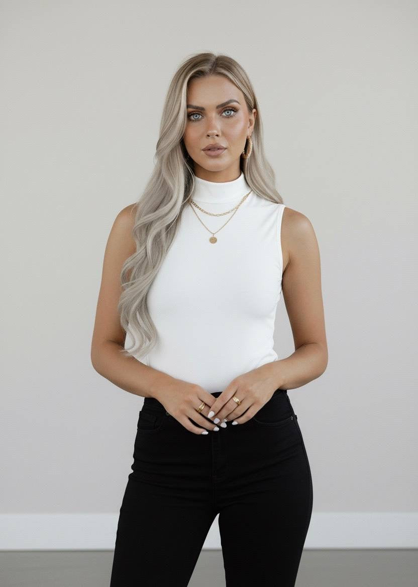 Yarım Balıkçı Yaka Kolsuz Body