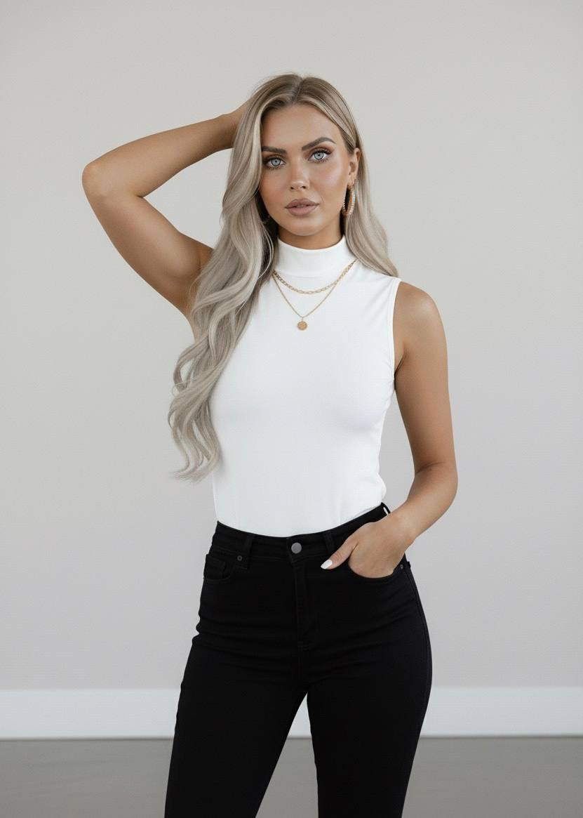 Yarım Balıkçı Yaka Kolsuz Body