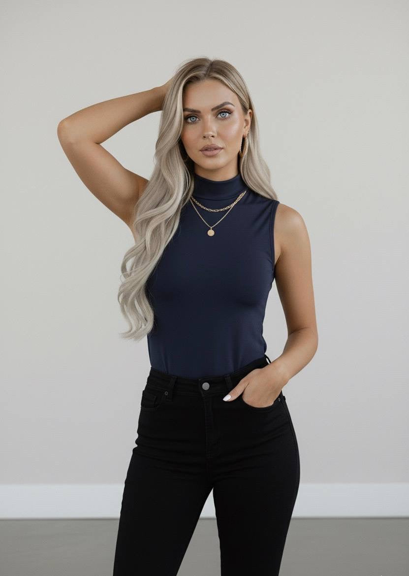 Yarım Balıkçı Yaka Kolsuz Body