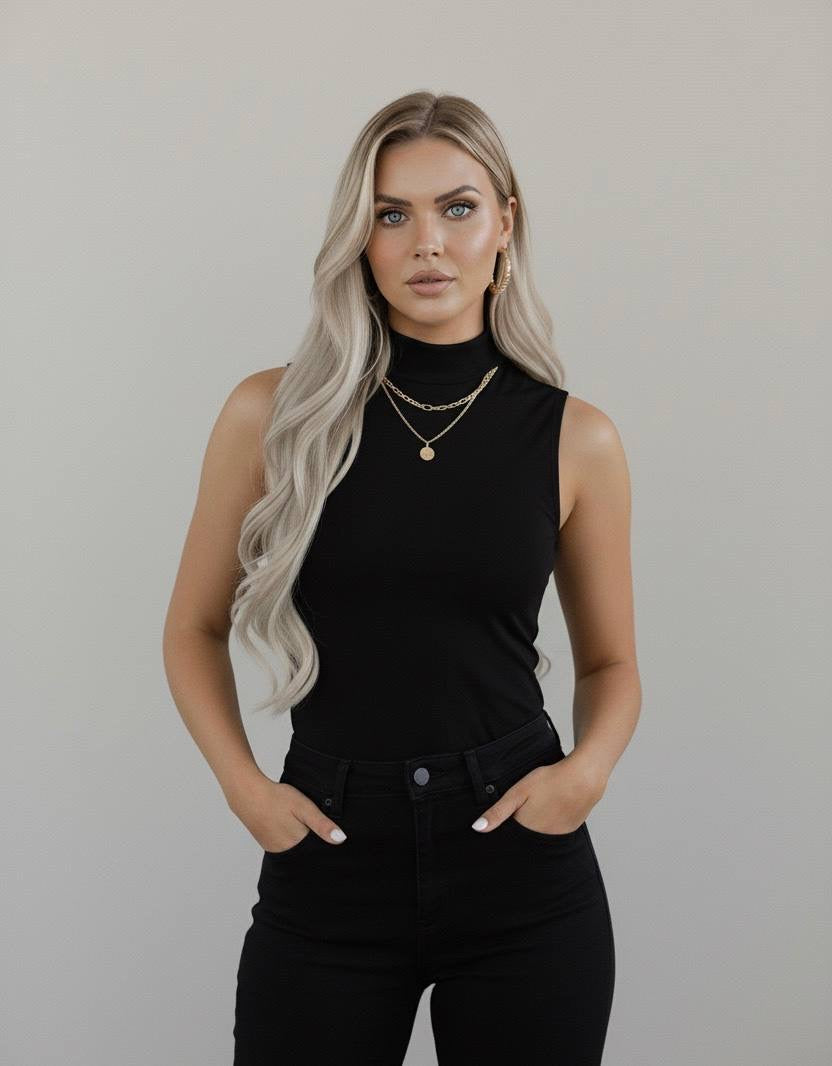 Yarım Balıkçı Yaka Kolsuz Body