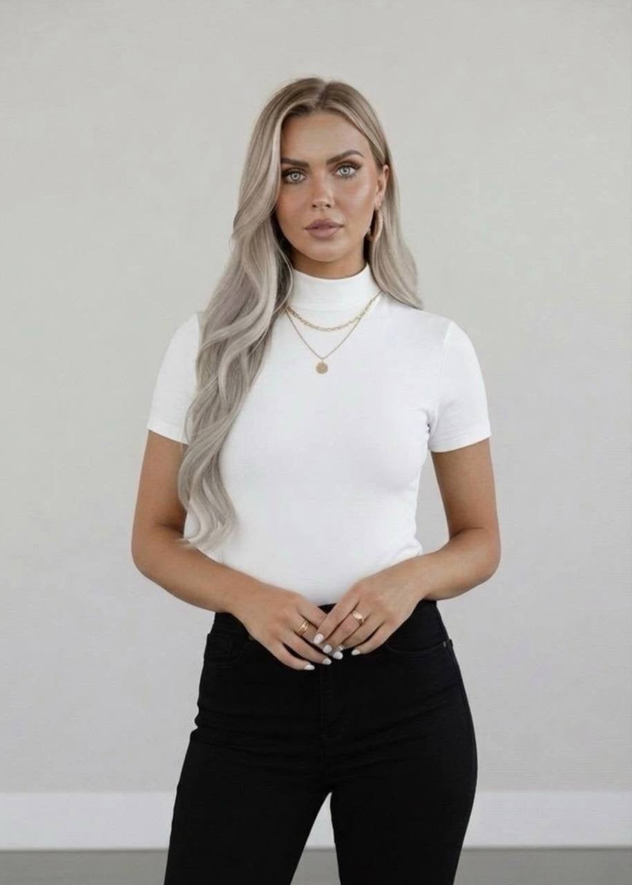Yarım Balıkçı Yaka Kısa Kollu Body