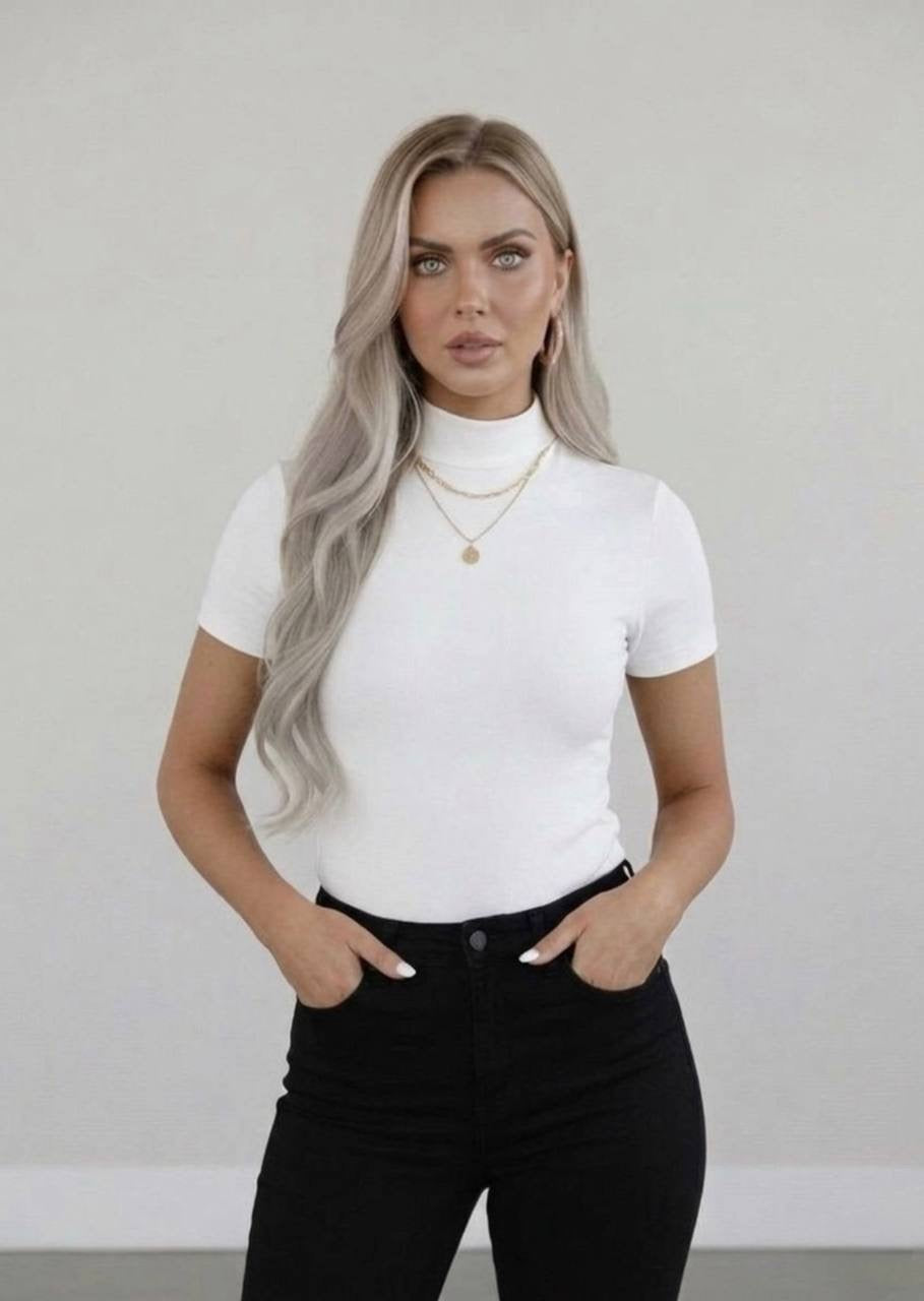 Yarım Balıkçı Yaka Kısa Kollu Body
