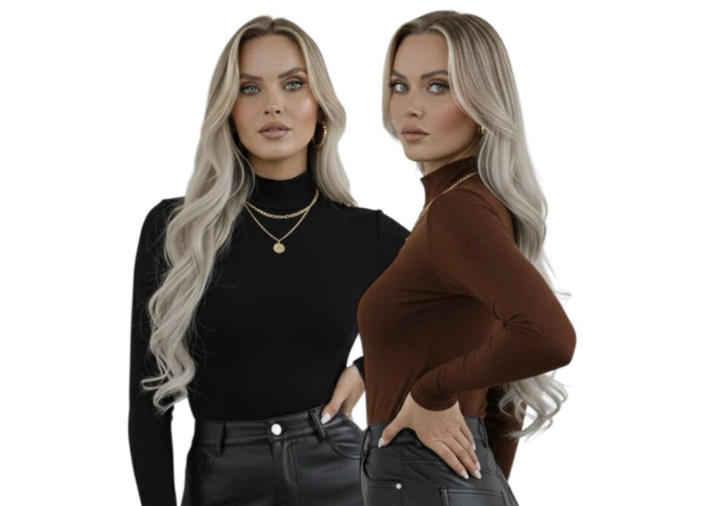 Yarım Balıkçı Yaka Uzun Kollu Body - 2'li Set